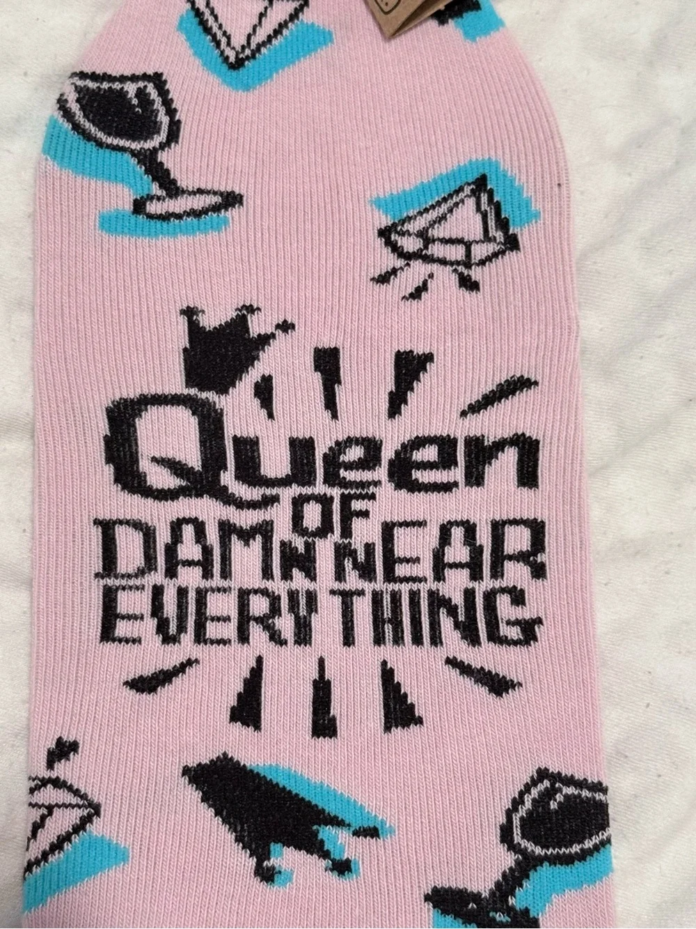 Queen of Damn Near Everything Pink Wine Bottle Sock - NWT